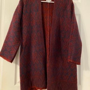 Red and Blue Patterned Cardigan